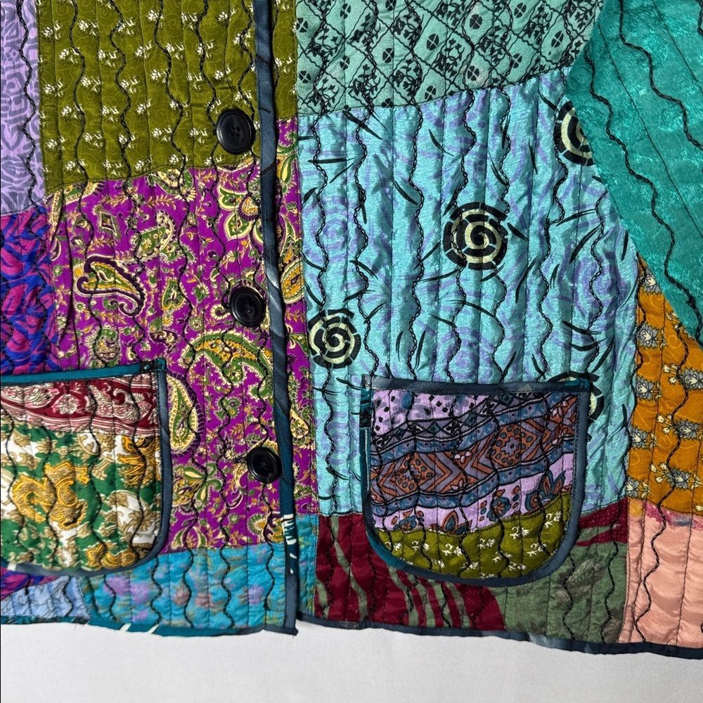 Sacred Threads Patchwork Button Down Hippie Artsy… - image 4